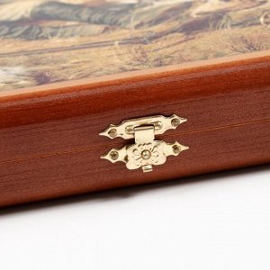 Нарды деревянные большие, настольная игра "Охотники на привале", 40 х 40 см, с шашками