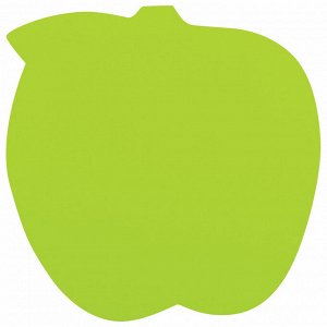 Блок самоклеящийся (стикеры) фигурный BRAUBERG НЕОНОВЫЙ "Яблоко", 50 л, зеленый, европодвес, 122709