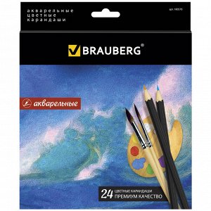 Карандаши цветные акварельные BRAUBERG "Artist line", 24 цв., заточенные, высшее качество, 180570