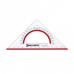Треугольник пластик 45*13 см, BRAUBERG "Сrystal", с транспортиром, прозрач. с выдел. шкалой, 210293
