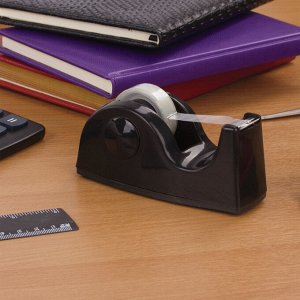 Диспенсер для клейкой ленты BRAUBERG настольный утяжеленный средний, черный, 11,8см*5см*5см, 440142