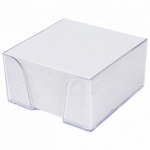 Блок для записей STAFF в подставке прозрачной, куб 9*9*5 см, белый, белизна 70-80%, 129194