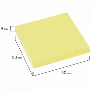Блок самоклеящийся (стикеры) STAFF 50х50мм, 100 листов, желтый, 127142
