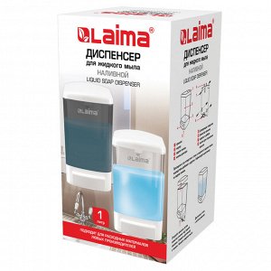 Дозатор для жидкого мыла LAIMA, НАЛИВНОЙ, 1 л., белый (тонированный), ABS пластик, 603920
