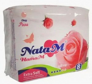 Прокладки гигиенические дневные NataM Ultra extra soft Deo Роза 8шт