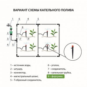 Форсунка-ороситель разбрызгивающая для капельного полива, с пикой, пластик