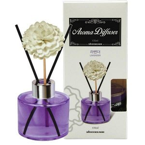 SANDOKKAEBI Жидкий освежитель воздуха "Aroma Diffuser" (стеклянный флакон + палочки / лаванда) 130 мл