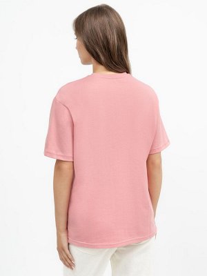 Хлопковая свободная футболка с широкими рукавами в розовом цвете