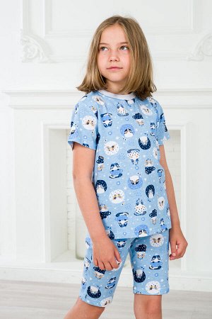 Пижама детская из футболки и бридж из кулирки Кошки