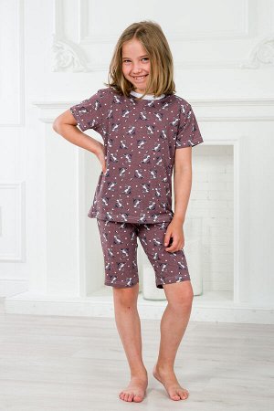 Пижама подростковая из футболки и бридж из кулирки Зайцы