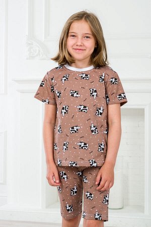 Пижама подростковая из футболки и бридж из кулирки Коровы