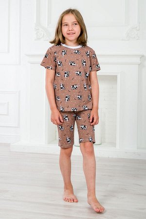 Пижама детская из футболки и бридж из кулирки Коровы