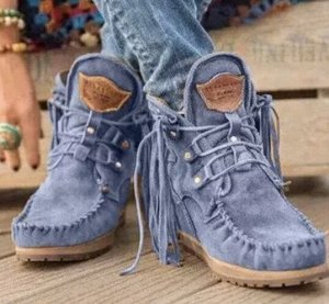 Мягкие осенние Ботинки на шнуровке серо-голубые