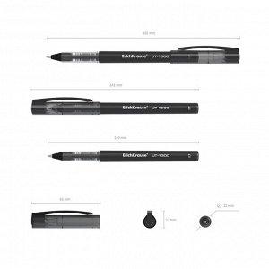 Ручка-роллер ErichKrause "UT-1300", узел 0.7 мм, чернила черные, мягкое, тонкое и чистое письмо