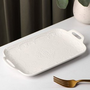 Блюдо керамическое «Сьюзен», 25x14,5 см, цвет белый
