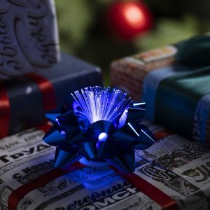 Светодиодная игрушка «Бант-звезда» 9 x 6 x 9 см, батарейки LR44х3, свечение мульти, синяя