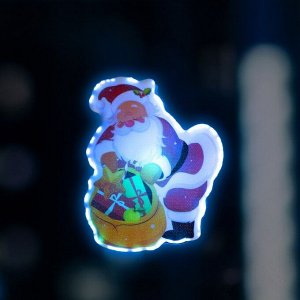 Светодиодная игрушка на липучке «Дед Мороз с подарками» 9 x 10 см, батарейки LR44х3, свечение мульти