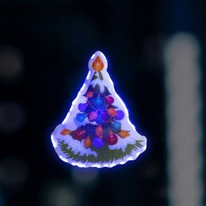 Светодиодная игрушка на липучке «Новогодняя ёлка» 8.5 x 10 см, батарейки LR44х3 (в комплекте), свечение мульти