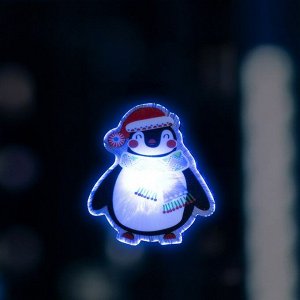 Светодиодная игрушка на липучке «Пингвин в шапке» 7.5 x 8 см, батарейки LR44х3, свечение мульти