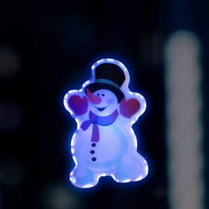 Светодиодная игрушка на липучке «Снеговик в шляпе» 7 x 10 см, батарейки LR44х3, свечение мульти