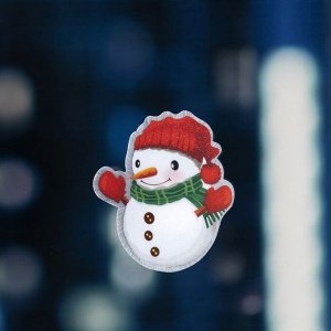 Светодиодная игрушка на липучке «Снеговик» 7.5 x 8.5 см, батарейки LR44х3, свечение мульти