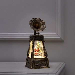 Светодиодная фигура «Граммофон с Дедом Морозом» 11x28x11 см, пластик, батарейки ААх3 (не в комплекте), USB, свечение тёплое белое