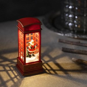 Светодиодная фигура «Дед Мороз в телефонной будке» 5.3 x 12 x 5.3 см, пластик, батарейки AG13х3, свечение тёплое белое