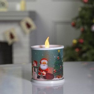 Светодиодная фигура «Свеча с Дедом Морозом и снеговиком» 7.5 x 10 x 7.5 см, пластик, батарейки AG13х3, свечение мульти