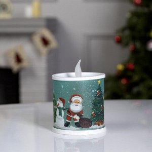 Светодиодная фигура «Свеча с Дедом Морозом и снеговиком» 7.5 x 10 x 7.5 см, пластик, батарейки AG13х3 (в комплекте), свечение мульти