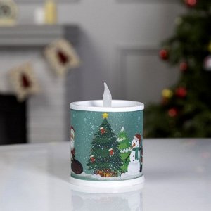Светодиодная фигура «Свеча с Дедом Морозом и снеговиком» 7.5 x 10 x 7.5 см, пластик, батарейки AG13х3 (в комплекте), свечение мульти