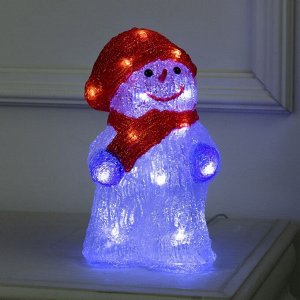 Светодиодная фигура «Снеговик в шарфе» 13 ? 25 ? 15 см, акрил, 30 LED, 220 В, свечение белое