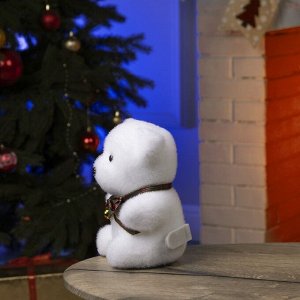 Светодиодная фигура «Медведь с бантиком» 12 x 20 x 7 см, флок, батарейки CR2032х2 (не в комплекте), свечение тёплое белое