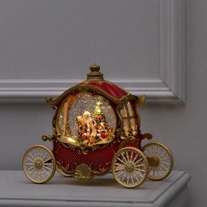 Светодиодная фигура «Карета с подарками» 26x23x11 см, пластик, батарейки ААх3 (не в комплекте), USB, свечение тёплое белое