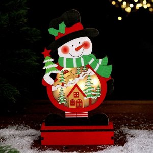 Новогодний декор с подсветкой «Весёлый снеговик» 13 ? 5 ? 24 см