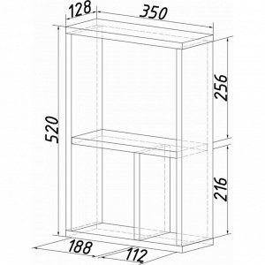 Полка Ион-6 350х128х520 белый