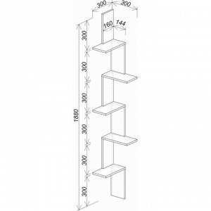 Полка угловая  Стайл 300х300х1880 крафт
