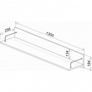 Полка Монако 1300х272х184 ясень белый