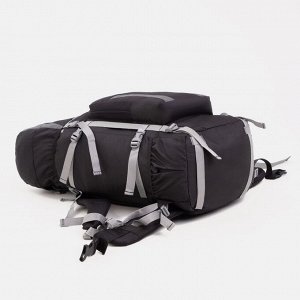 Рюкзак туристический, 60 л, отдел на шнурке, наружный карман, 2 боковые сетки, цвет чёрный/серый