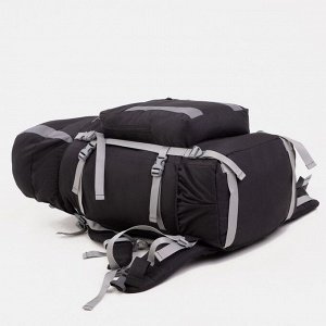 Рюкзак туристический, 70 л, отдел на шнурке, наружный карман, 2 боковые сетки, цвет чёрный/серый