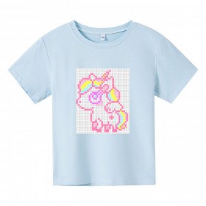 Детская футболка, принт "Единорог", цвет светло-голубой