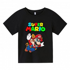 Детская футболка, принт "Супер Марио", цвет черный