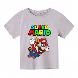 Детская футболка, принт "Супер Марио", цвет серый