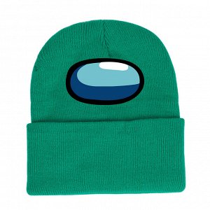 Унисекс шапка, принт "Among Us", цвет изумрудно-зеленый