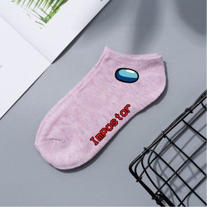 Женские короткие носки, принт "Impostor", цвет светло-розовый