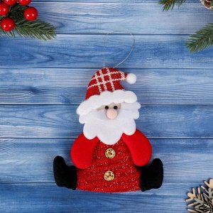 Мягкая подвеска "Дед Мороз сидящий" 11,5х13,5 см, бело-красный