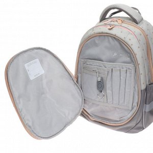 Рюкзак школьный Studio Pets, 38 х 28 х 16 см, эргономичная спинка, серый