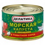 Салат из морской капусты с овощами в т/с ТМ &quot;ДЕЛАТИКА&quot;, 230гр., ООО &quot;Восток Продукт&quot;, ж/б №6