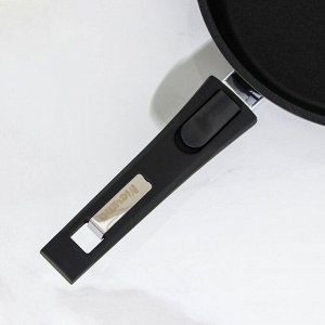 Сковорода «Престиж», d=24 см, съёмная ручка, стеклянная крышка, антипригарное покрытие, цвет чёрный