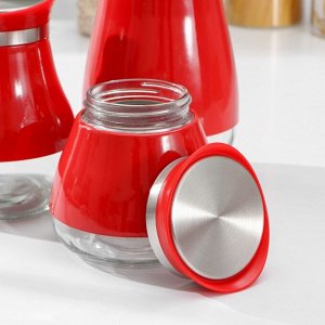 Набор банок стеклянных для сыпучих продуктов «Сияние», 37x12x22 см, 3 шт, цвет красный