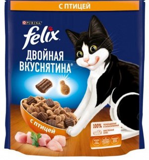Felix сухой корм для кошек Двойная вкуснятина с птицей 600гр